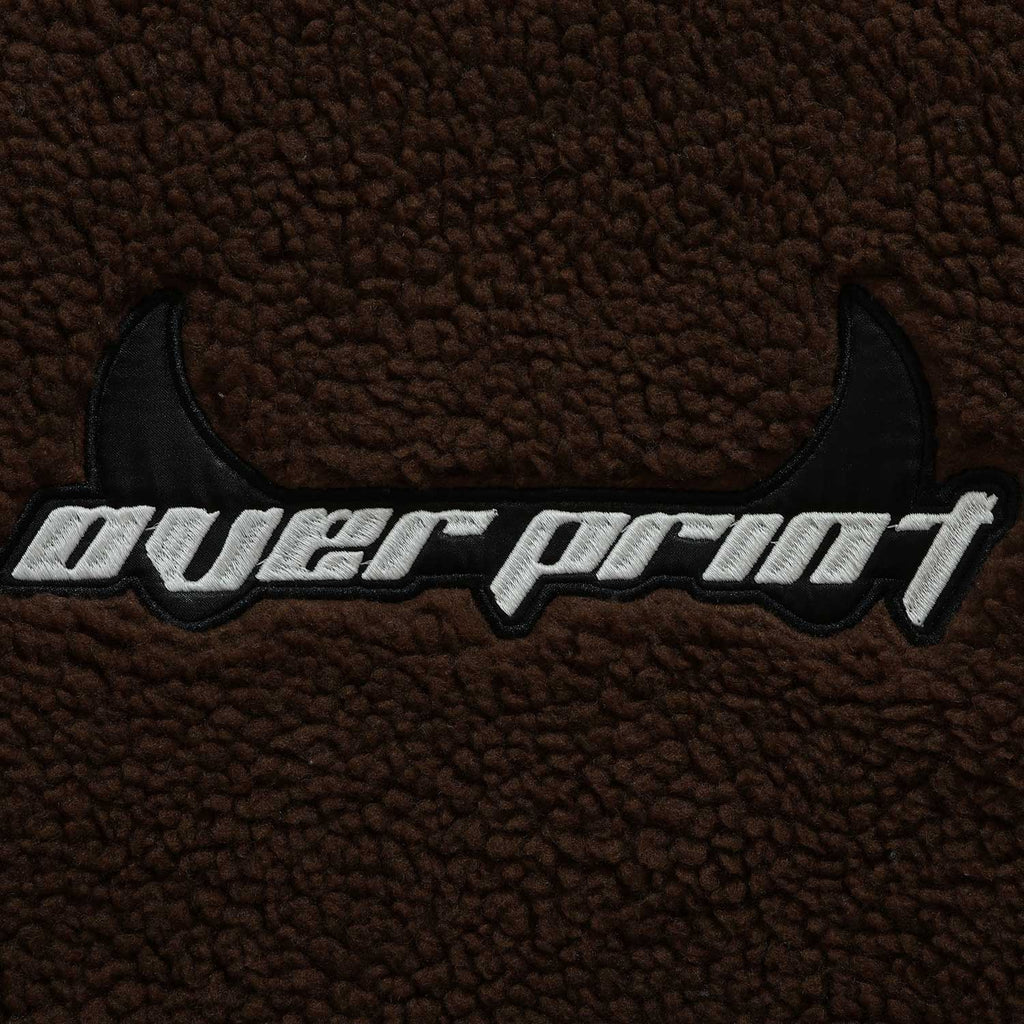 Over Print - Satan logo Bonding Boa Hoodie - Brown