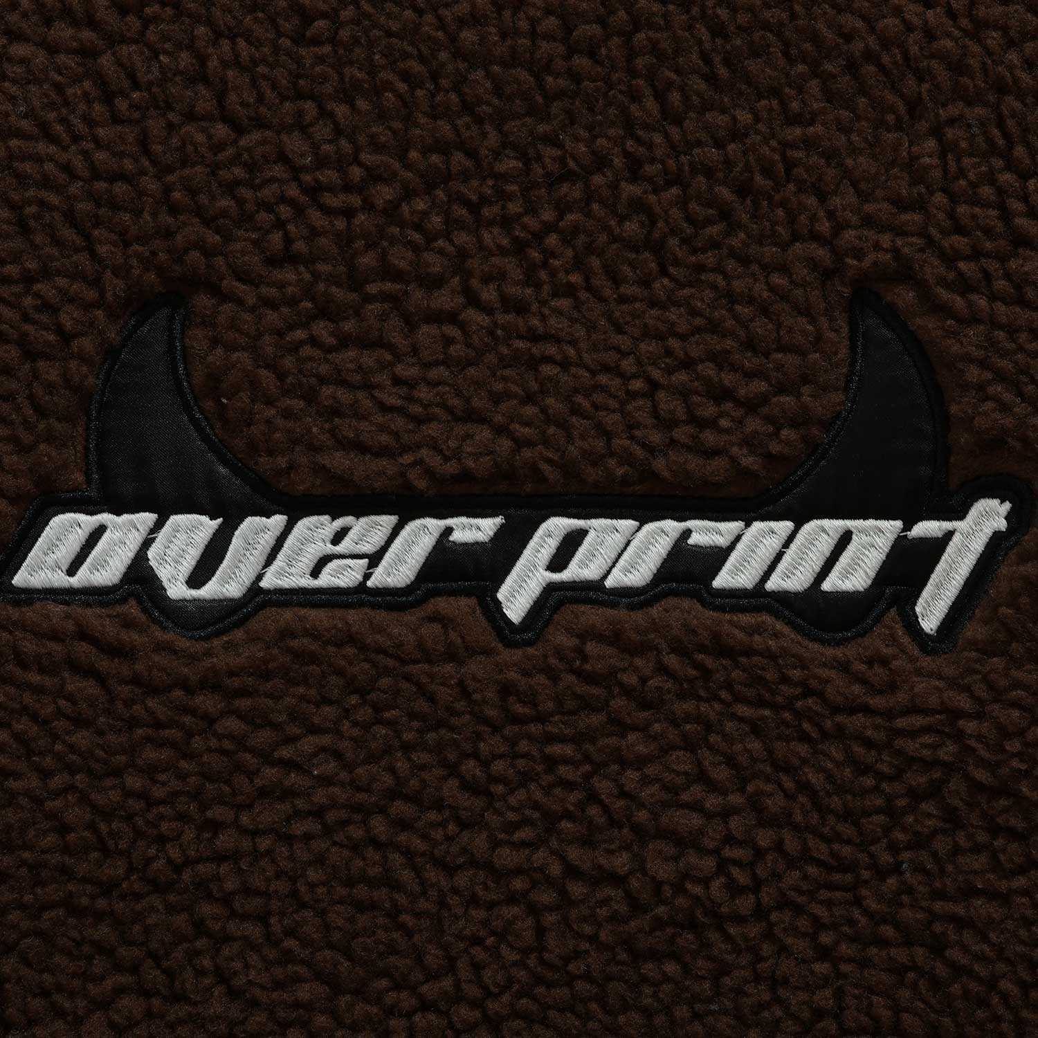 Over Print - Satan logo Bonding Boa Hoodie - Brown