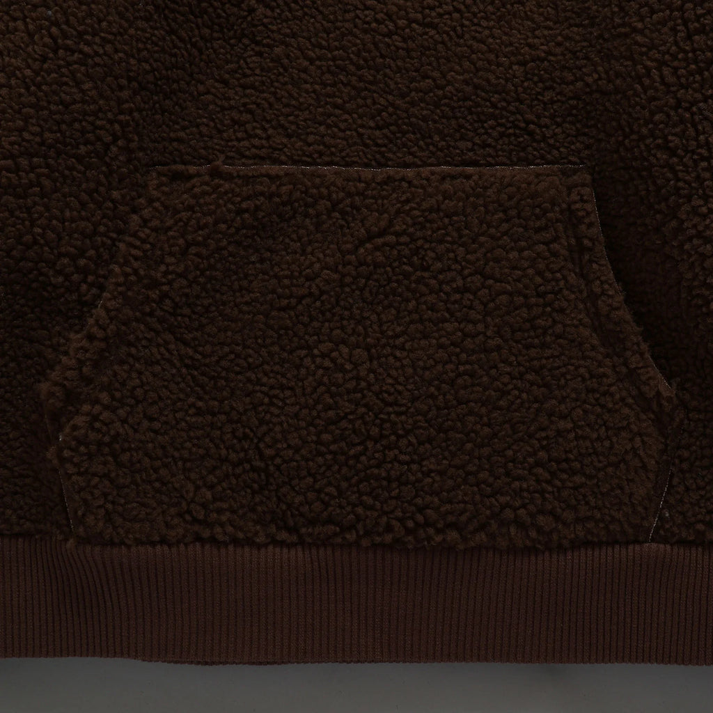 Over Print - Satan logo Bonding Boa Hoodie - Brown