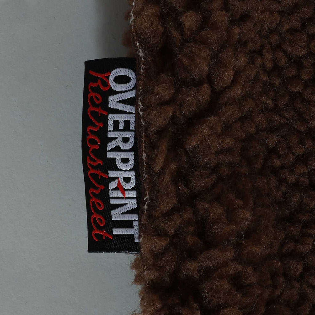 Over Print - Satan logo Bonding Boa Hoodie - Brown