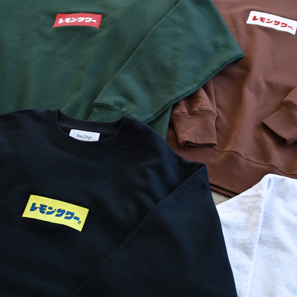 One Drop - Fukuda "Lemon Sour" Box Logo Embroidered Crewneck Sweatshirt - 2 colors