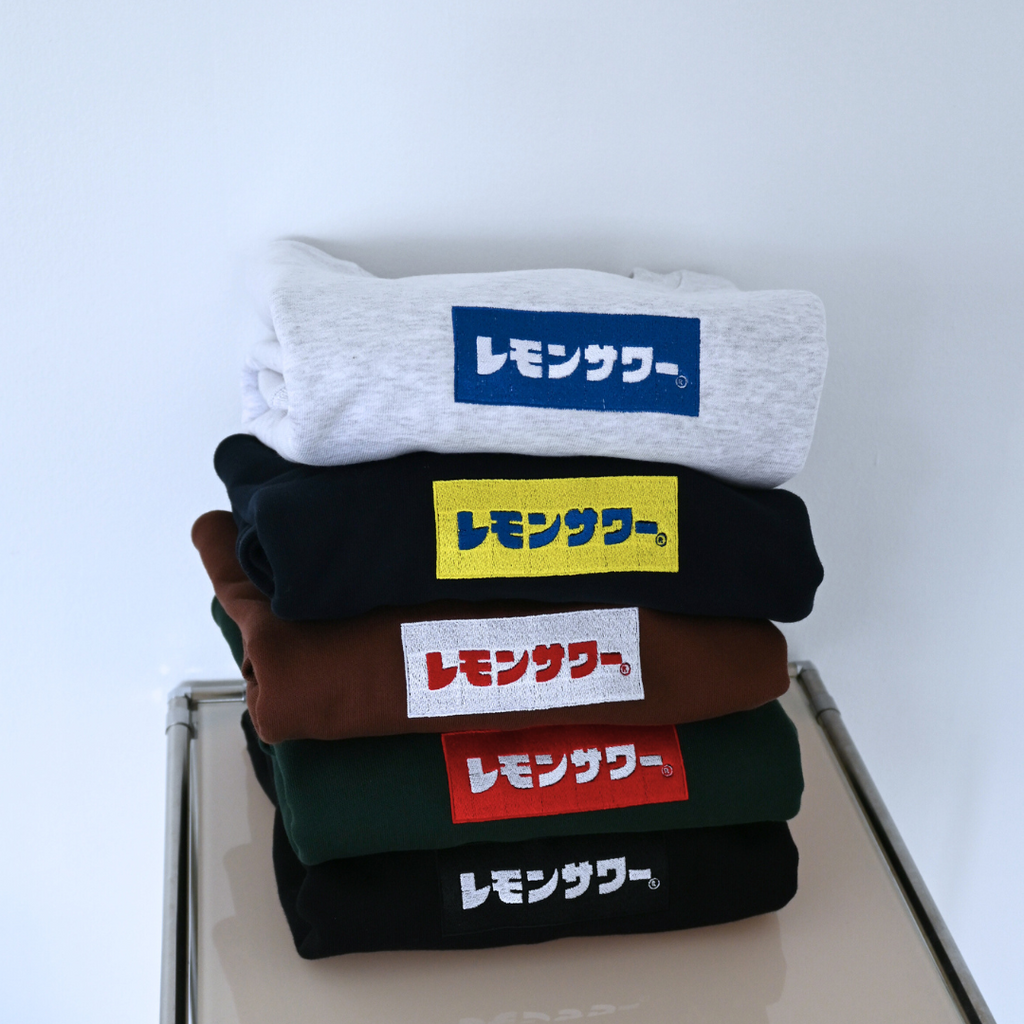 One Drop - Fukuda "Lemon Sour" Box Logo Embroidered Crewneck Sweatshirt - 2 colors