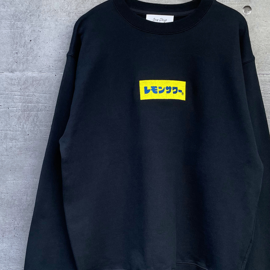 One Drop - Fukuda "Lemon Sour" Box Logo Embroidered Crewneck Sweatshirt - 2 colors
