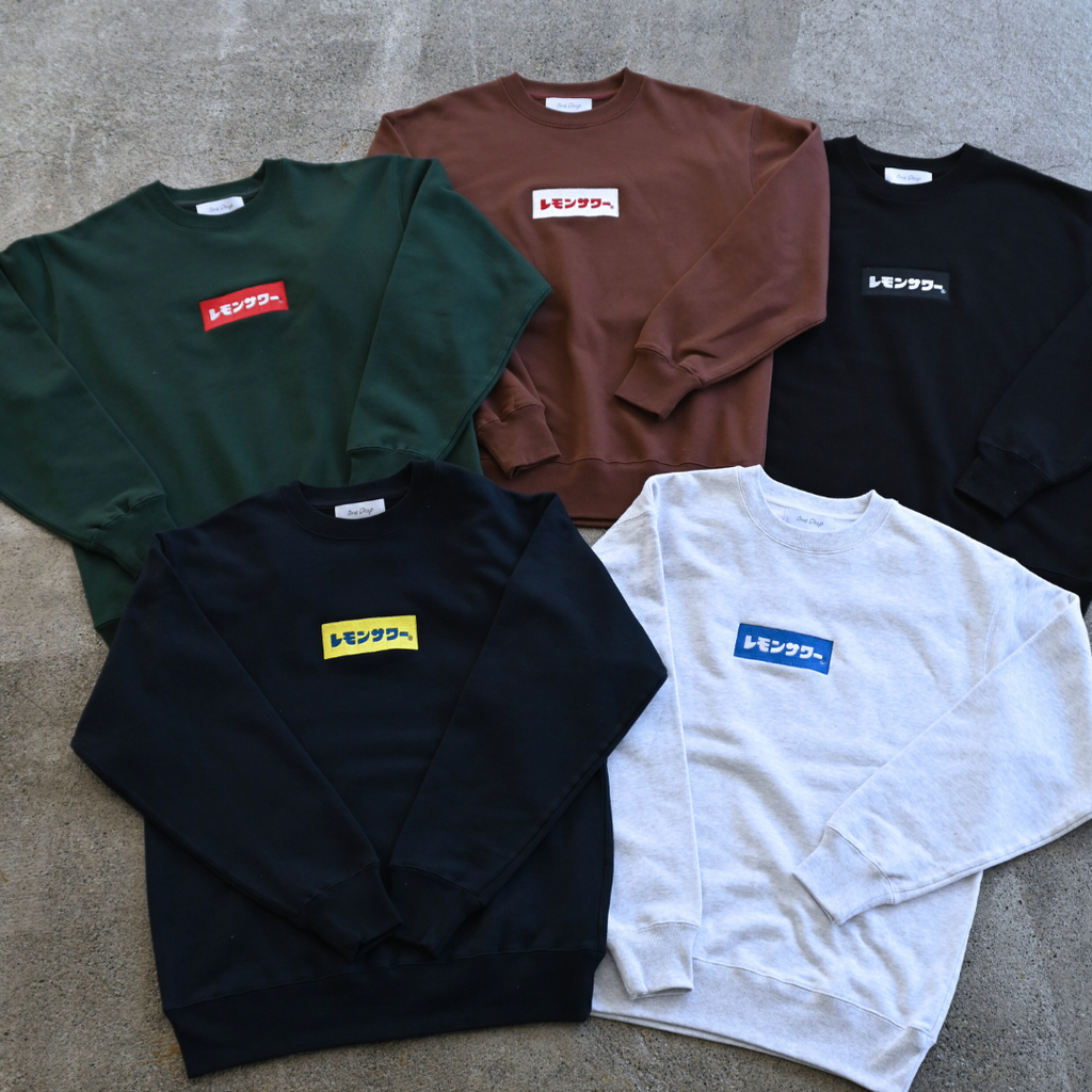 One Drop - Fukuda "Lemon Sour" Box Logo Embroidered Crewneck Sweatshirt - 2 colors