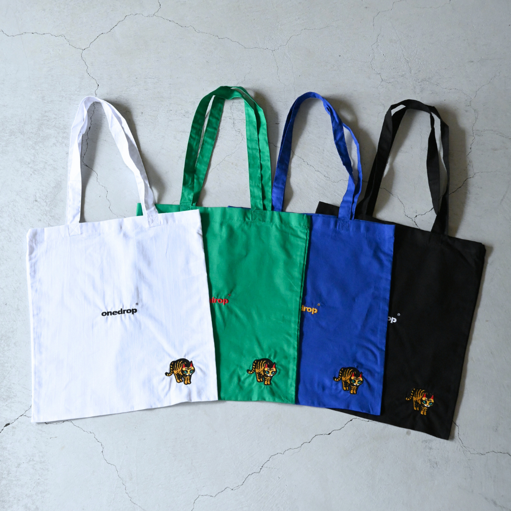 One Drop - Tomowaka "Tiger Cat" Embroidered Tote Bag - 4 Colors
