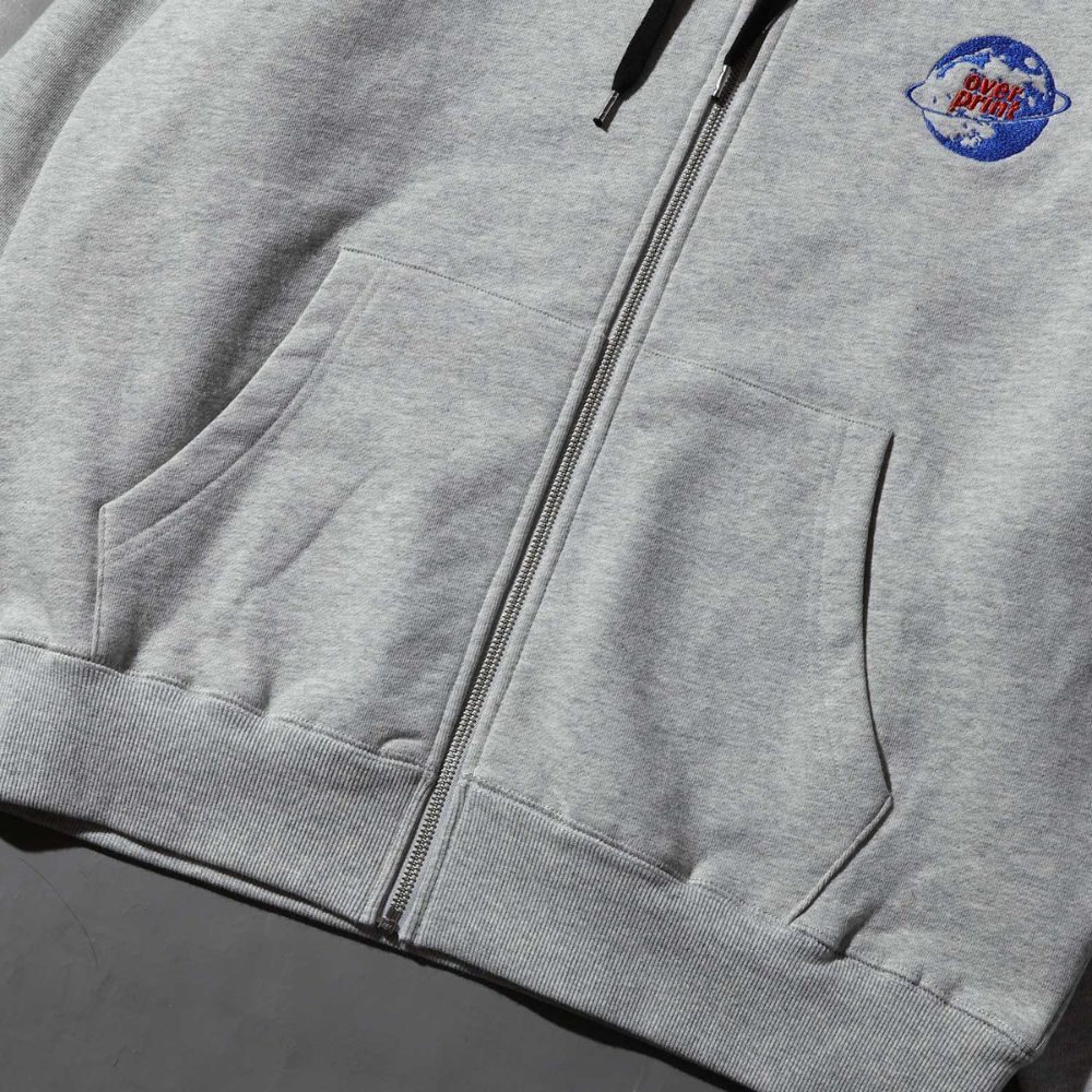 Over Print - MOON CHiLD Zip Hoodie - Ash
