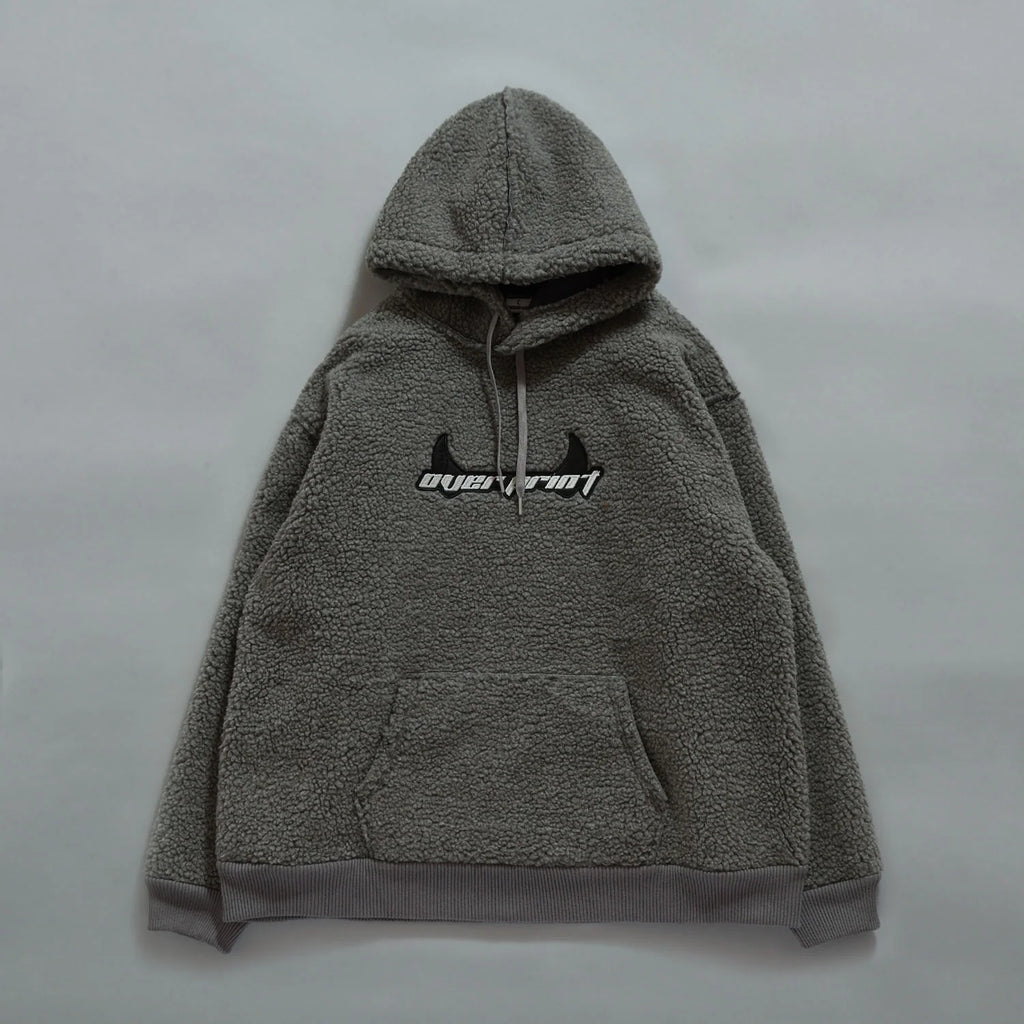 Over Print - Satan logo Bonding Boa Hoodie - Gray