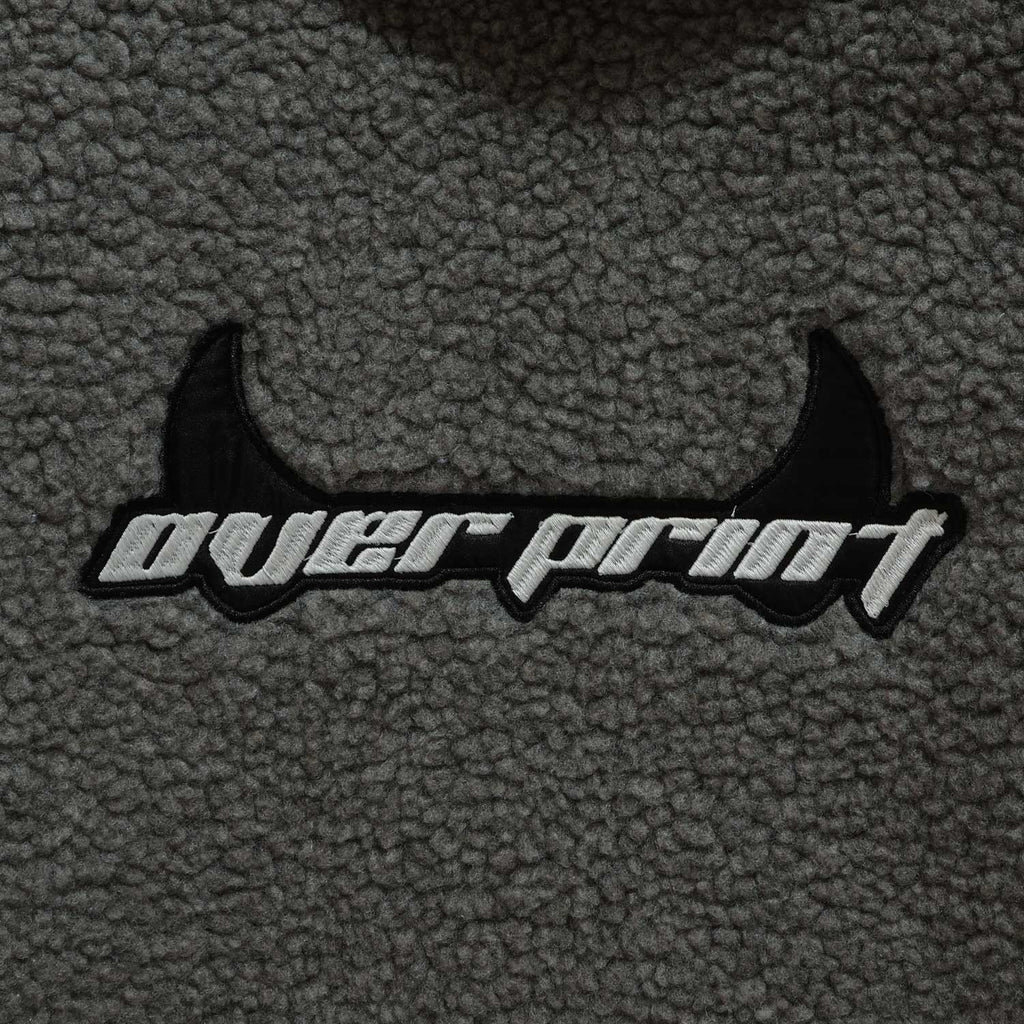 Over Print - Satan logo Bonding Boa Hoodie - Gray