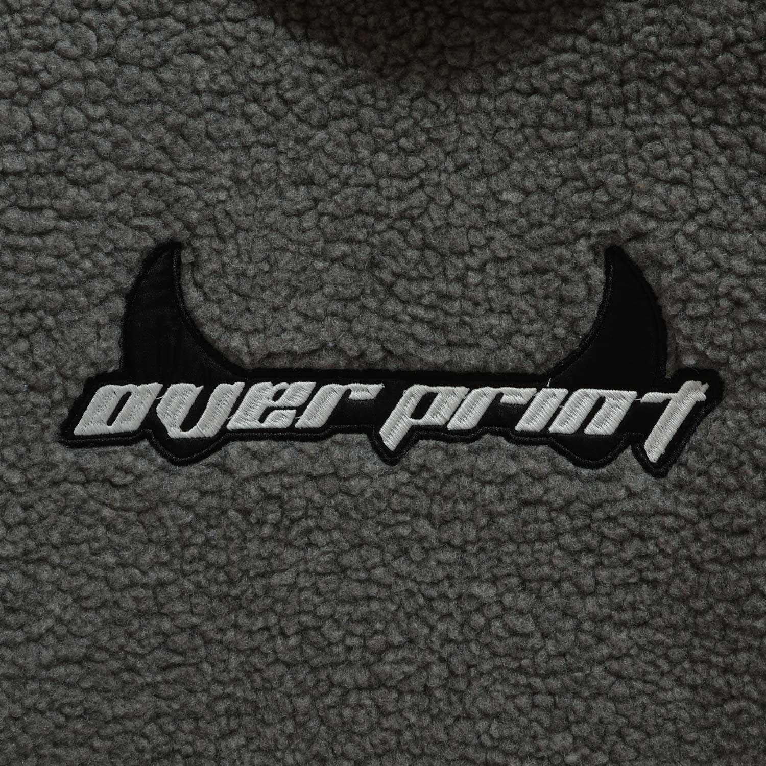 Over Print - Satan logo Bonding Boa Hoodie - Gray