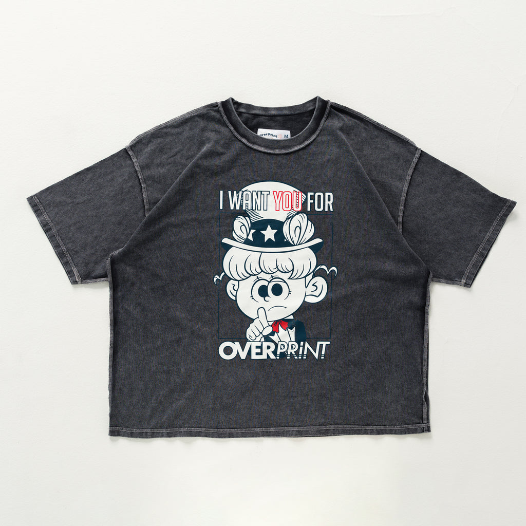 Over Print - Uncle Sam Tee - Charcoal