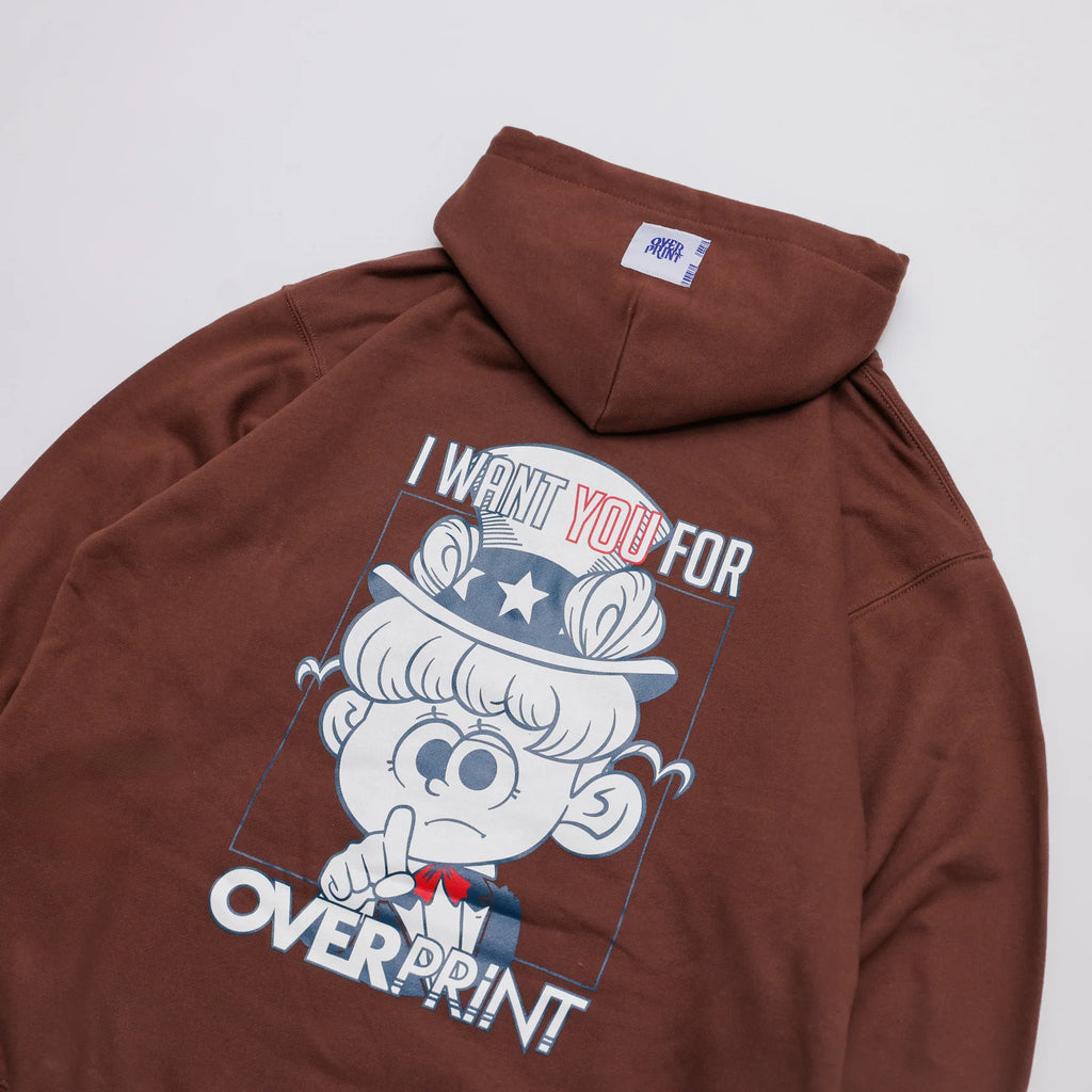 Over Print - Uncle Sam Hoodie - Brown