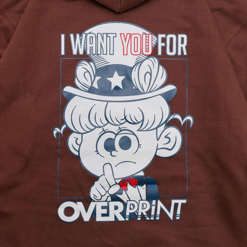 Over Print - Uncle Sam Hoodie - Brown