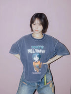 Over Print - MELTDOWN pigment Tee 2 - Charcoal