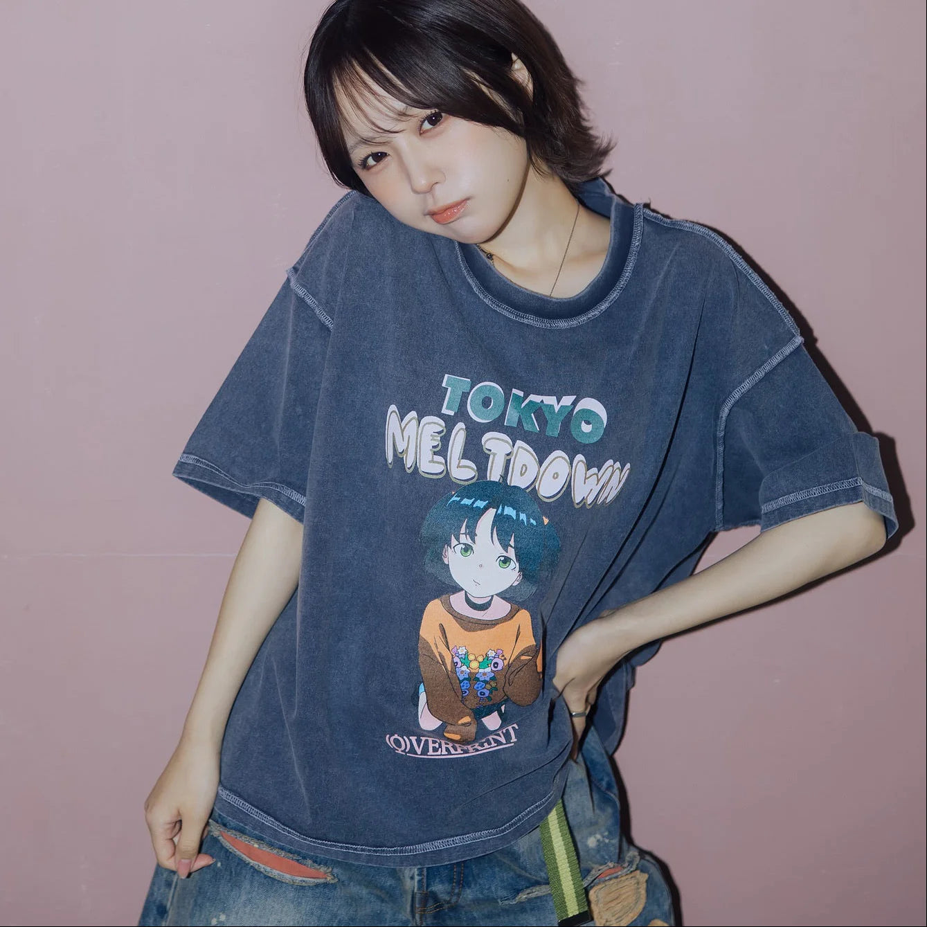 Over Print MELTDOWN pigment Tee 2