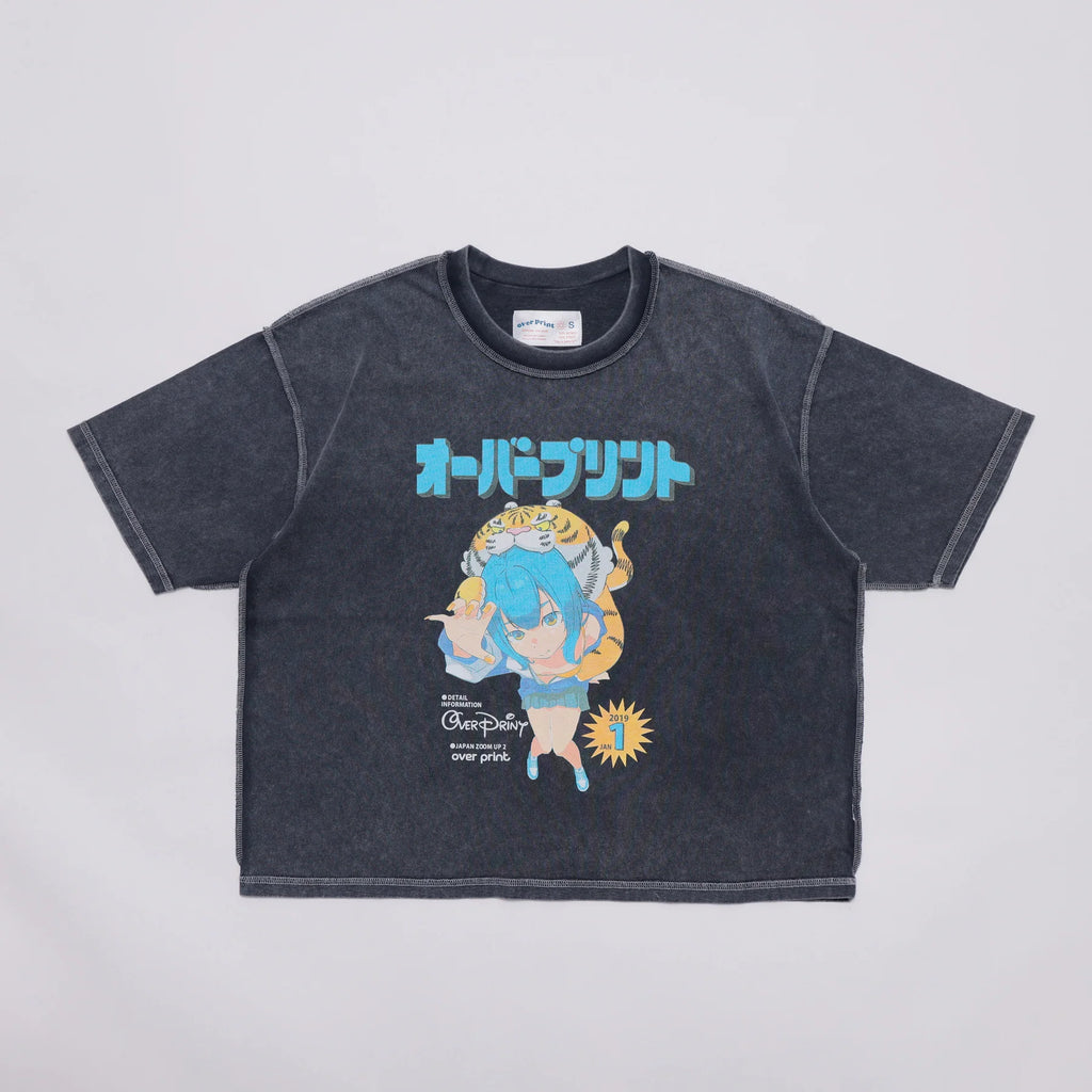 Over Print - MAGAZINE pigment Tee - Charcoal