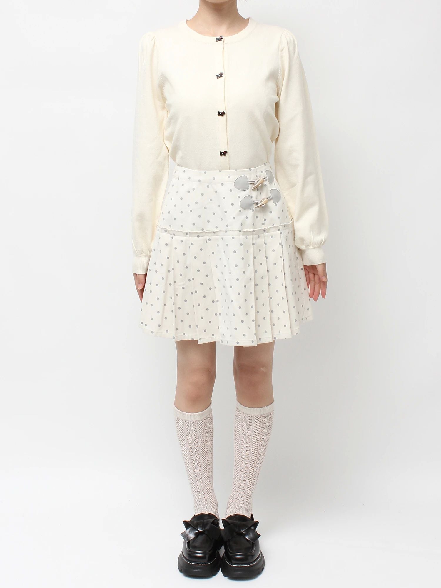 merry jenny｜Lulu Dot Pleated Mini Skirt