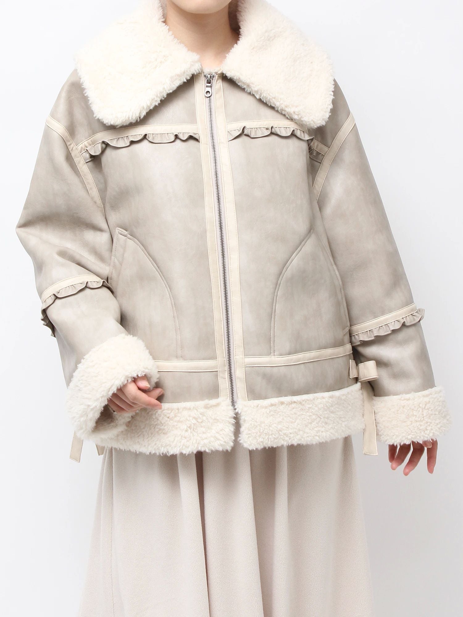 merry jenny｜Cream Boa Mouton Blouson