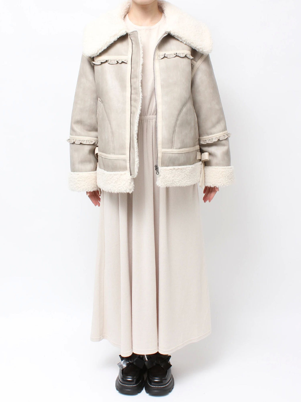 merry jenny｜Cream Boa Mouton Blouson