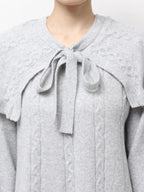 merry jenny｜Cape Ribbon Knit Dress