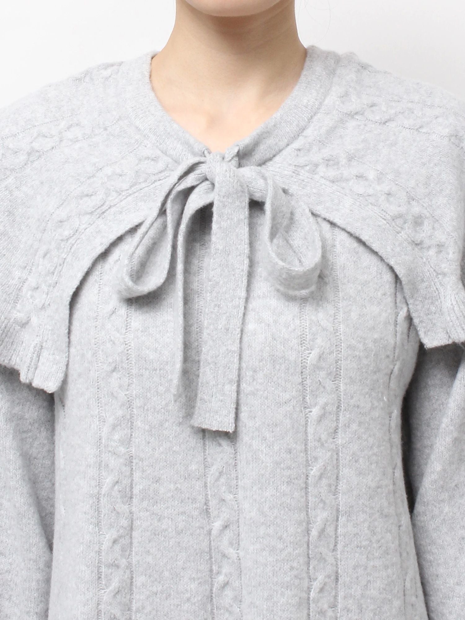 merry jenny｜Cape Ribbon Knit Dress