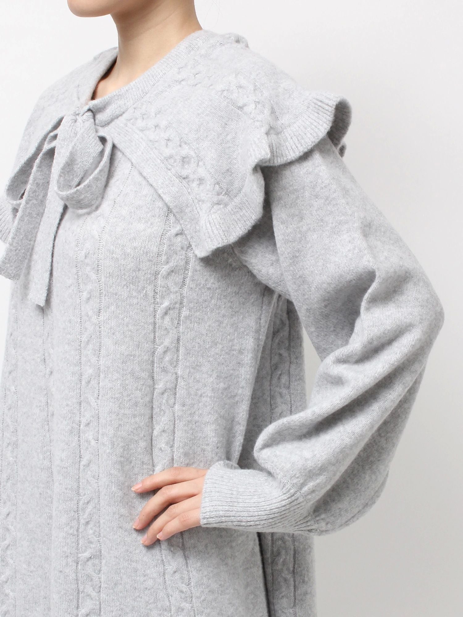 merry jenny｜Cape Ribbon Knit Dress