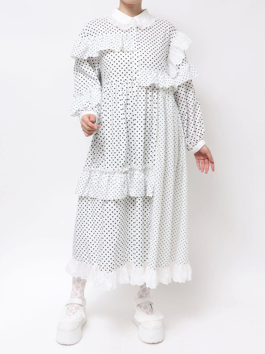 merry jenny｜Frill Dot Decoration Dress