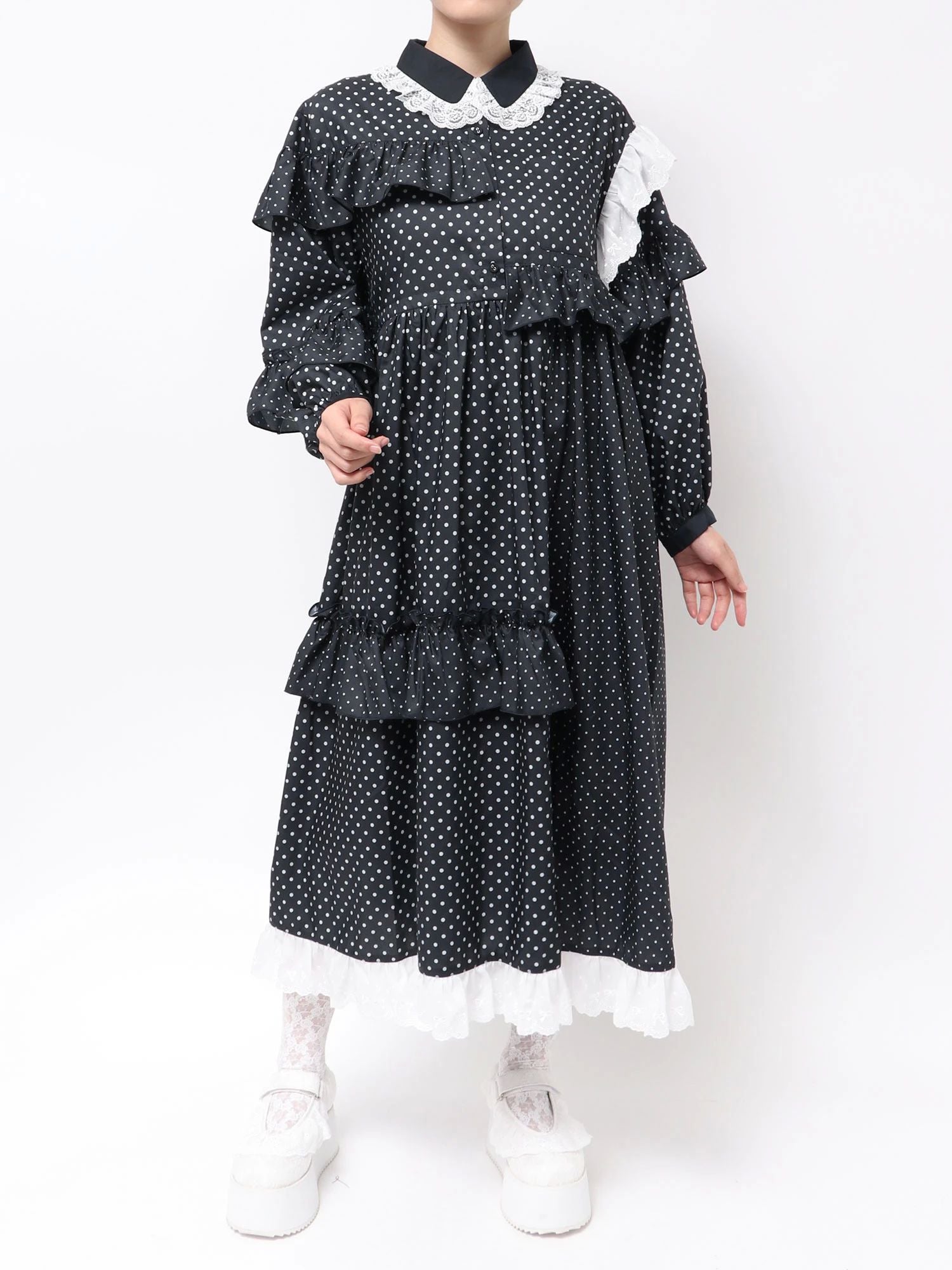 merry jenny｜Frill Dot Decoration Dress