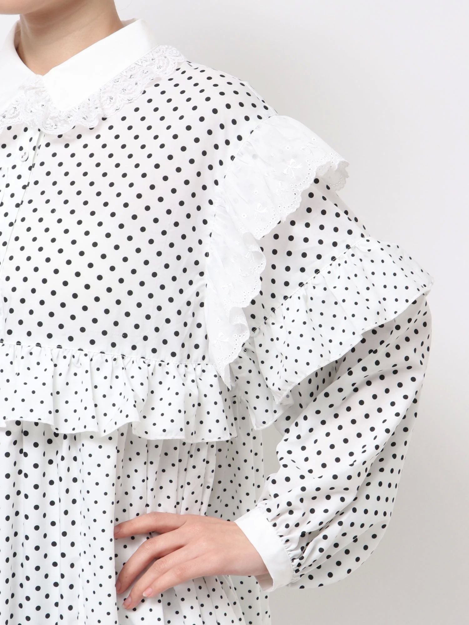 merry jenny｜Frill Dot Decoration Dress