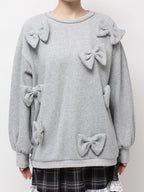 merry jenny｜Pom-pom ribbon sweatshirt