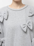 merry jenny｜Pom-pom ribbon sweatshirt