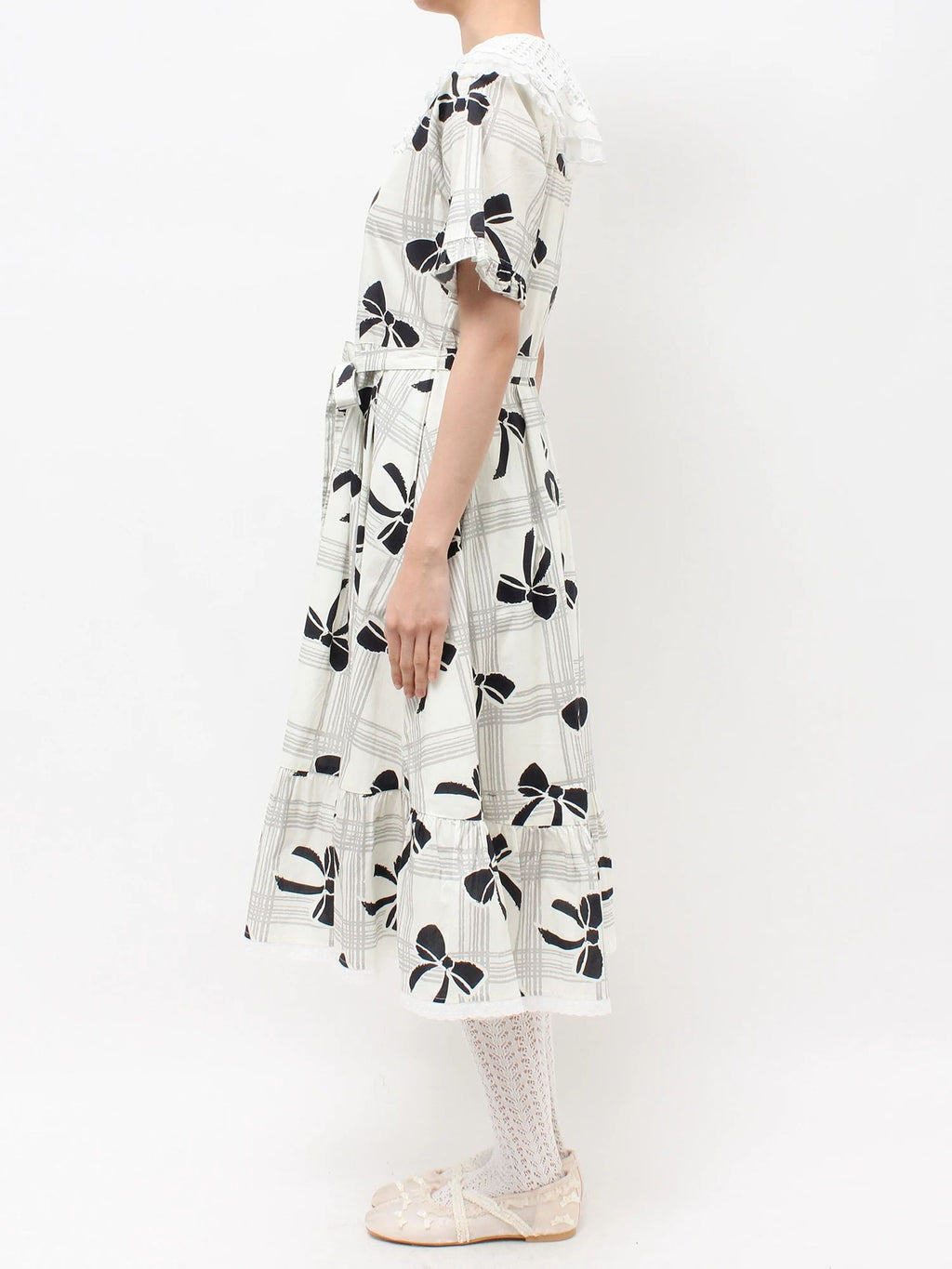 merry jenny｜Lace-Collar Shirt Dress