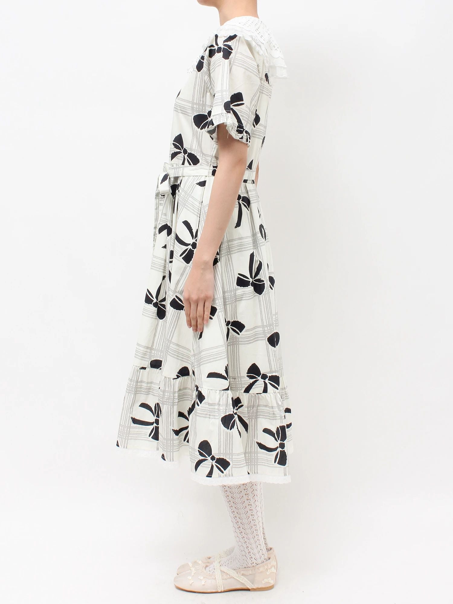 merry jenny｜Lace-Collar Shirt Dress