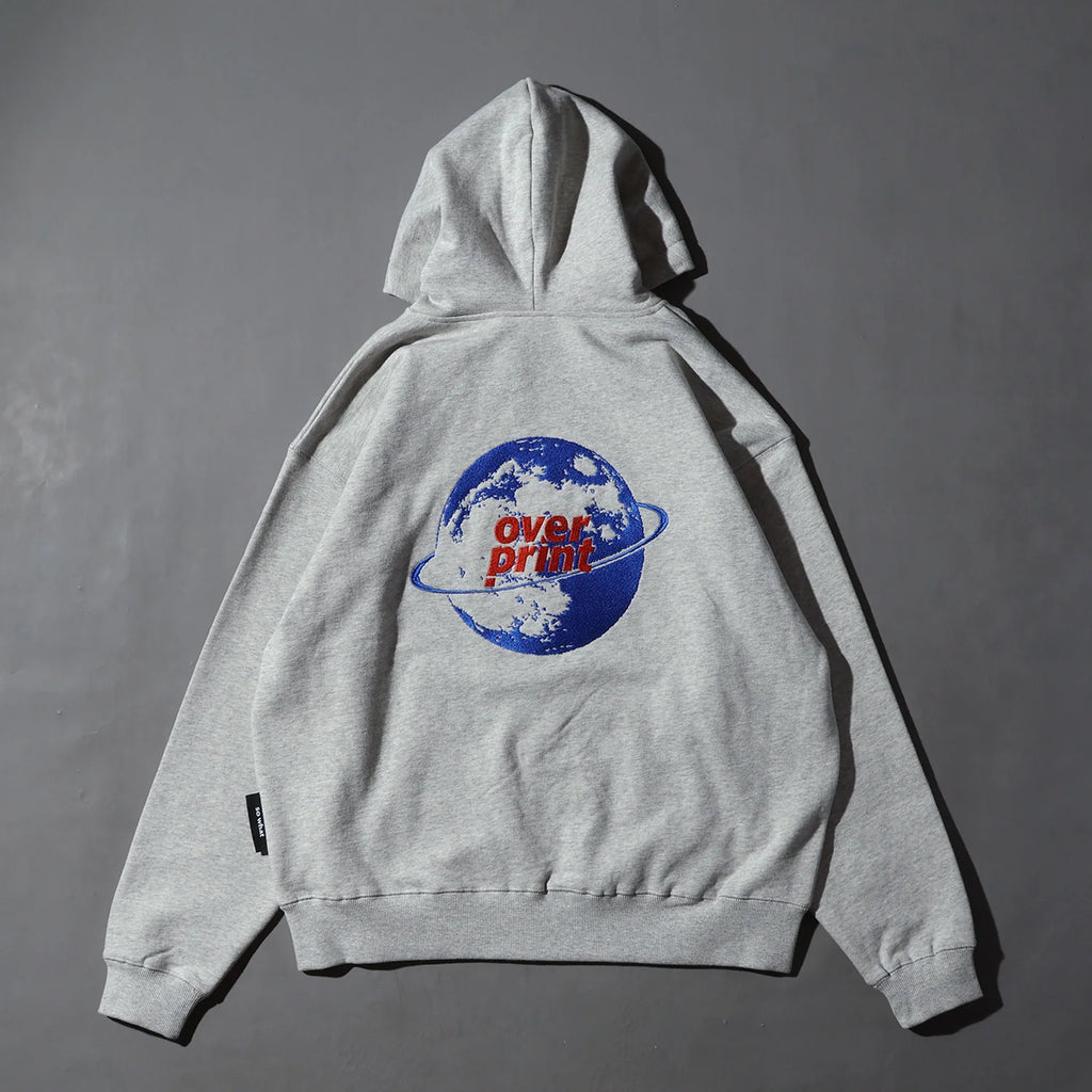 Over Print - MOON CHiLD Zip Hoodie - Ash