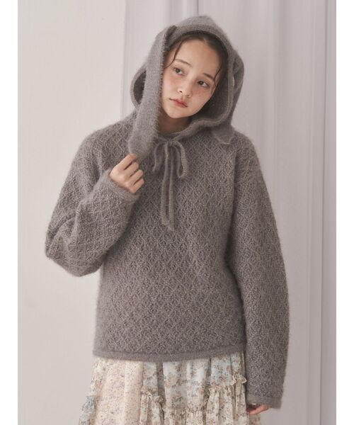 merry jenny｜Rabbit lace knit top