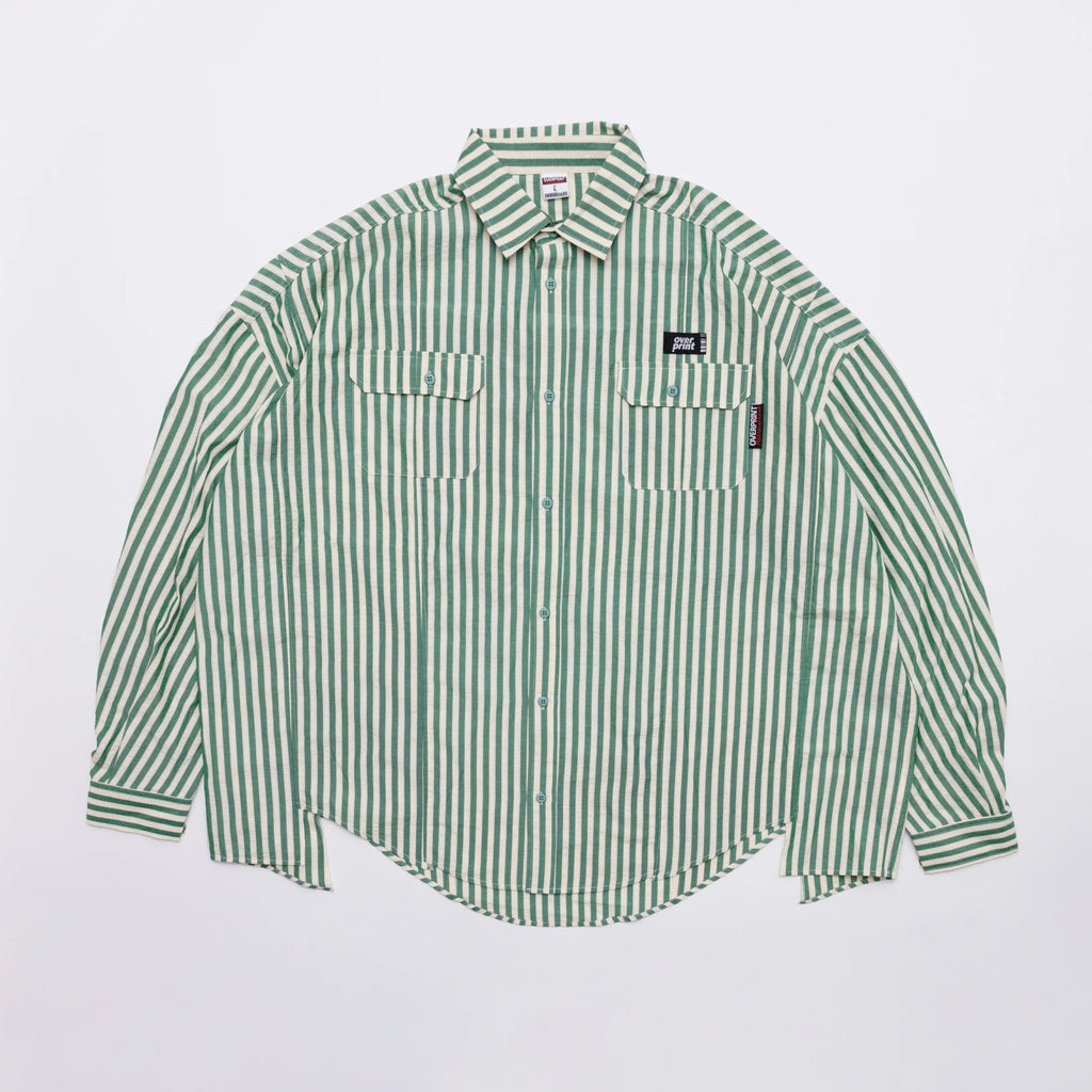 Over Print BREAK WIDE SHIRTS STRIPE 寬版條紋長袖襯衫