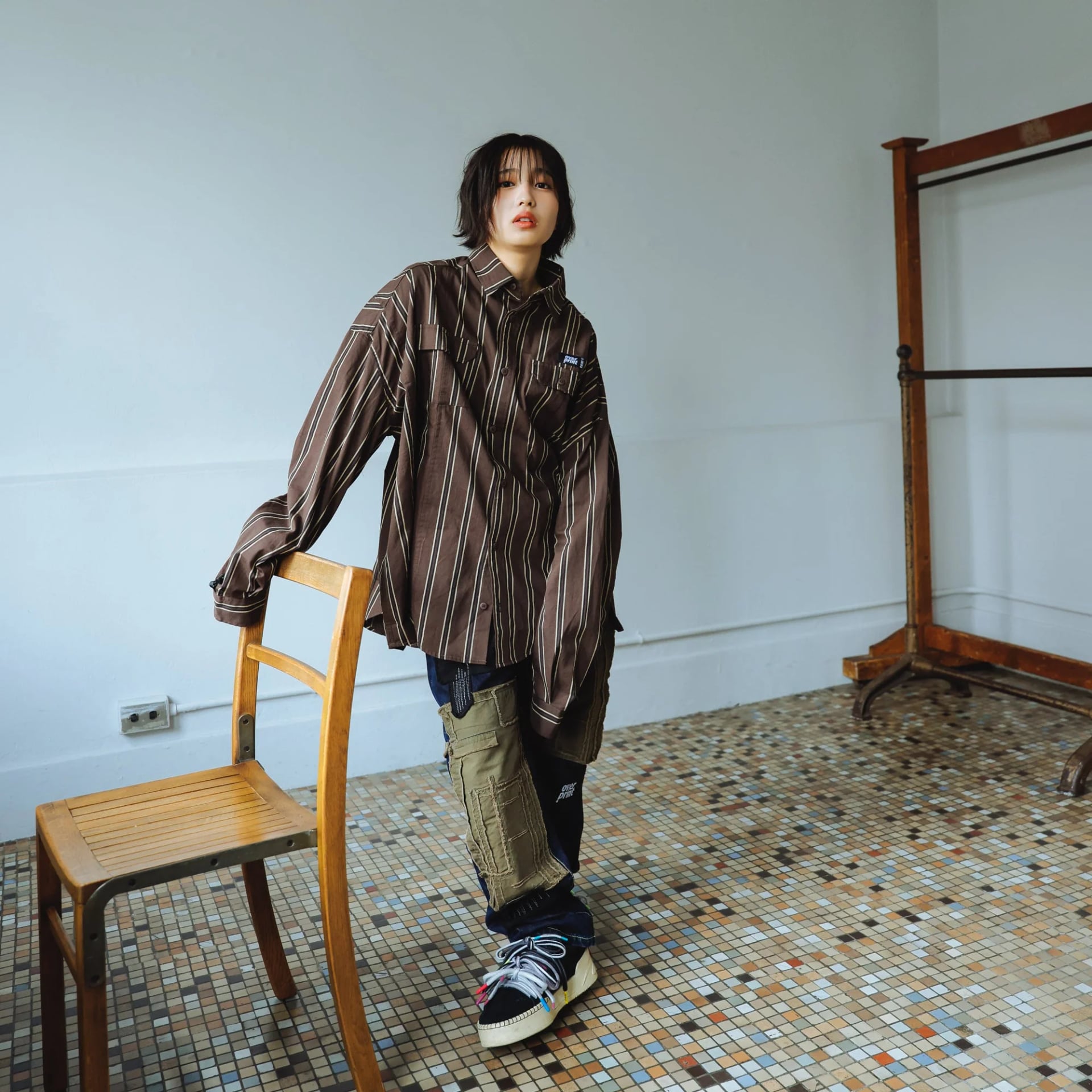 Over Print BREAK WIDE SHIRTS STRIPE 寬版條紋長袖襯衫