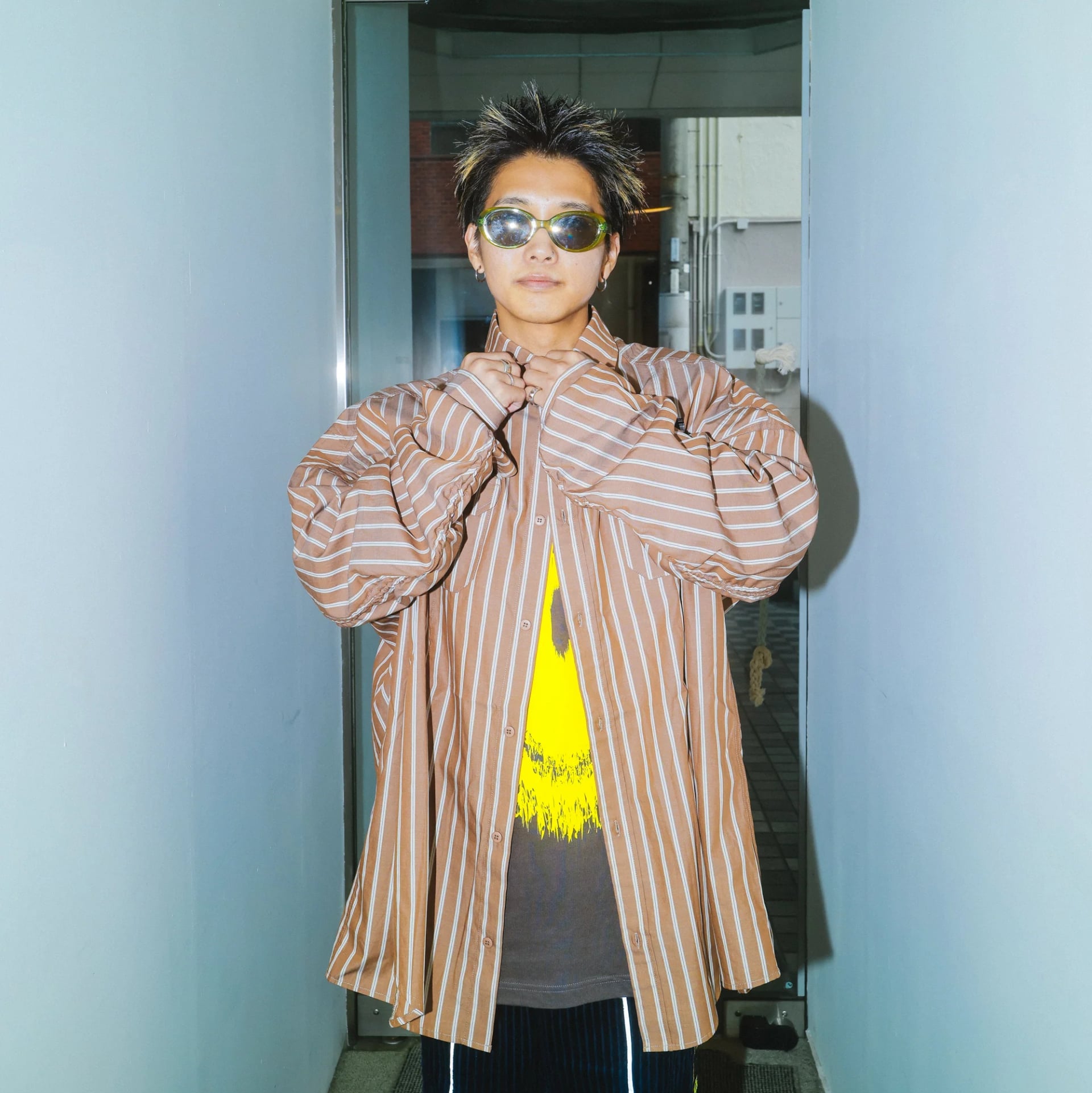 Over Print BREAK WIDE SHIRTS STRIPE 寬版條紋長袖襯衫