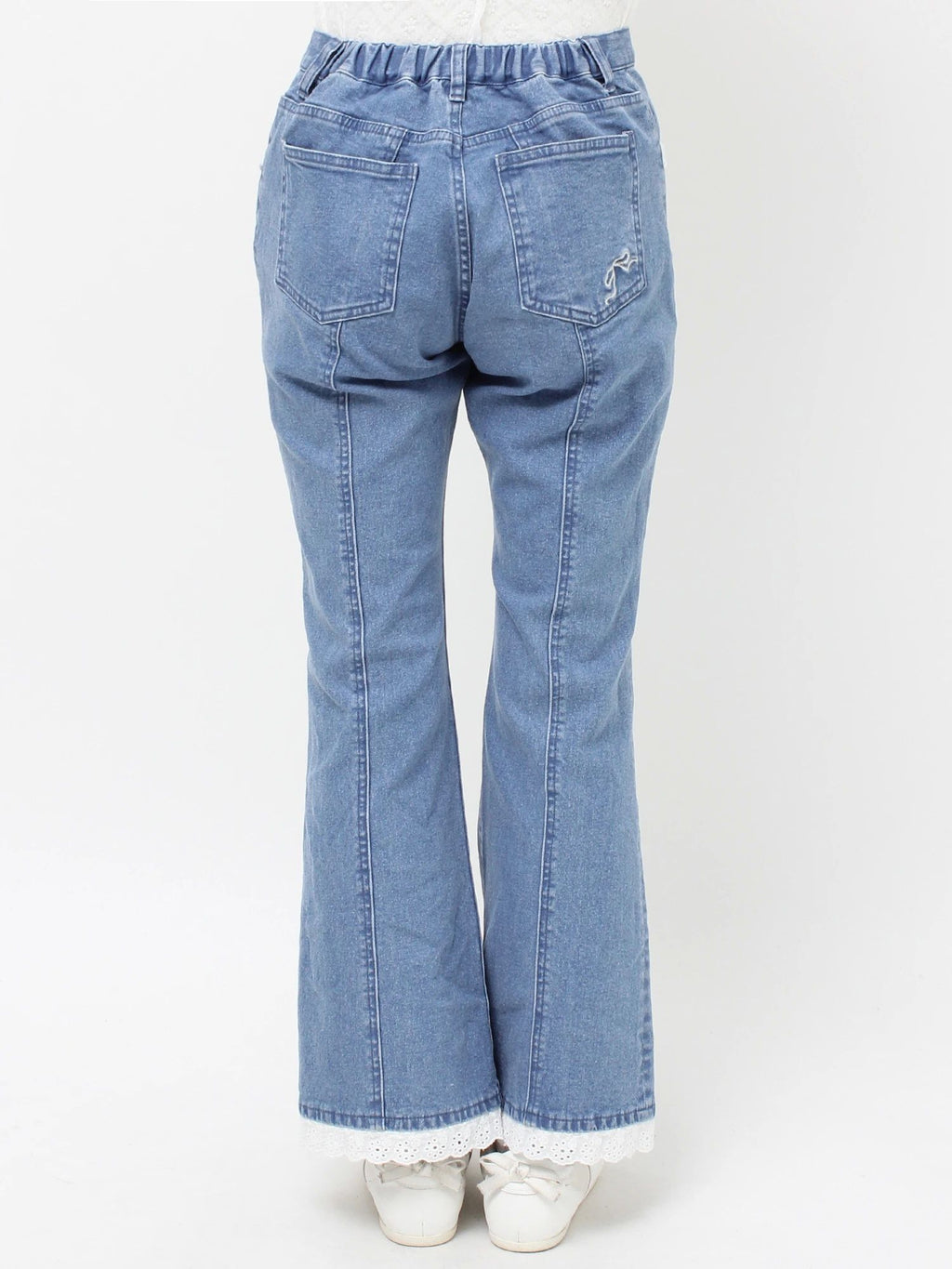 merry jenny｜ribbon slim flare denim pants