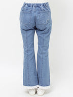 merry jenny｜ribbon slim flare denim pants