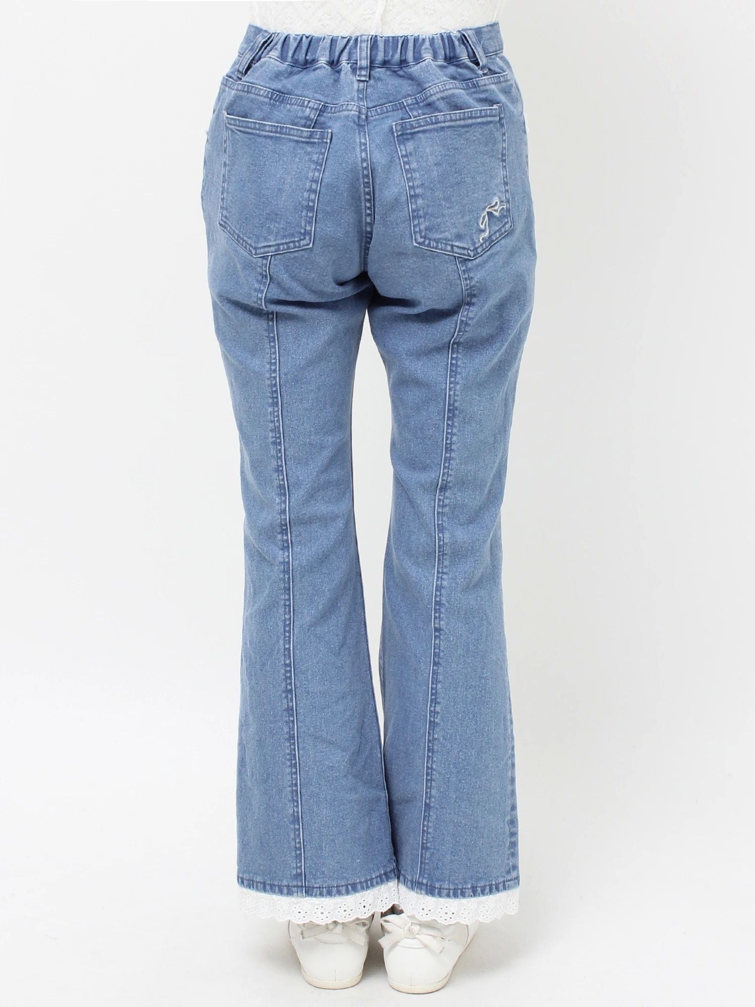 merry jenny｜ribbon slim flare denim pants