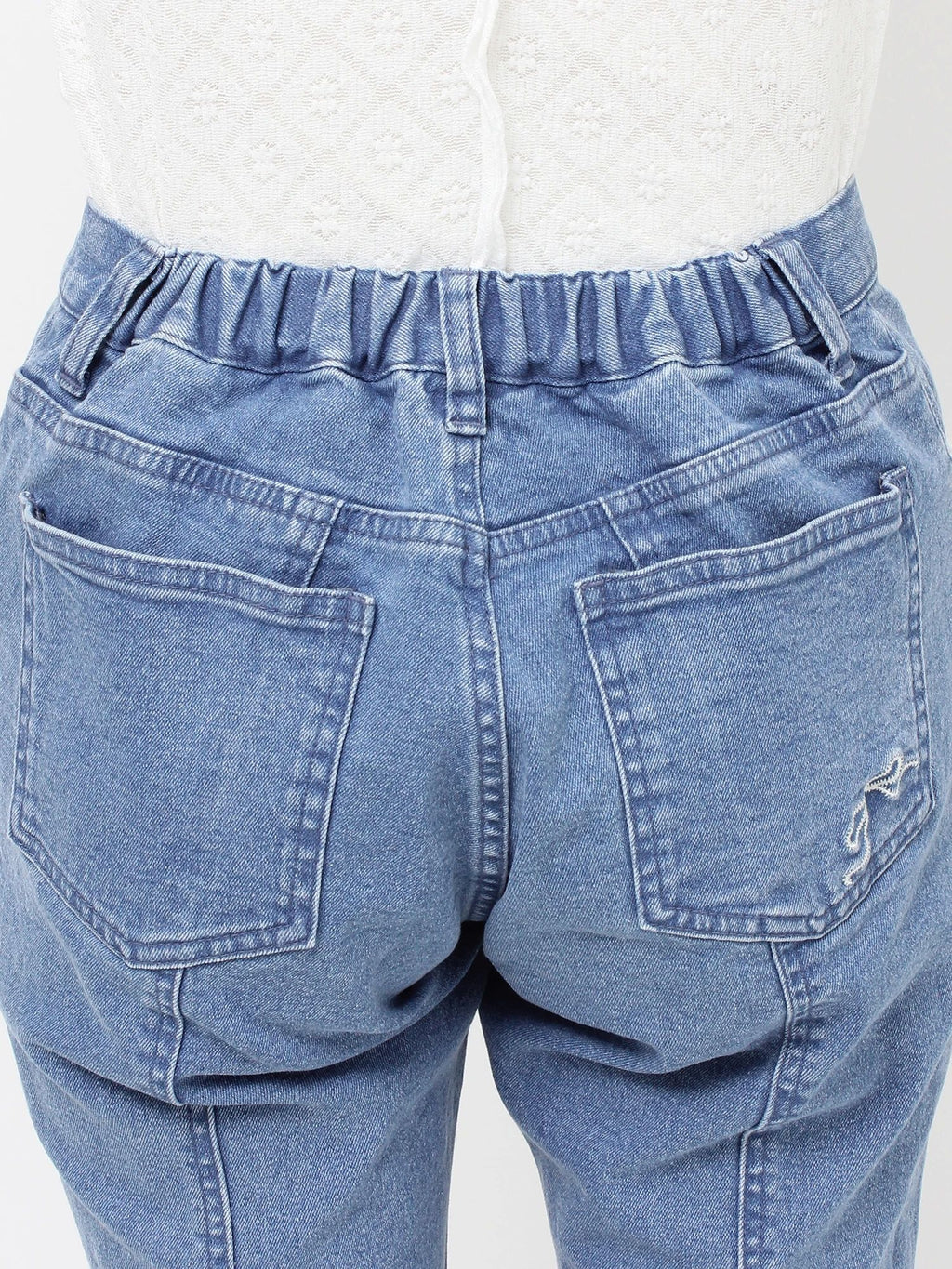 merry jenny｜ribbon slim flare denim pants