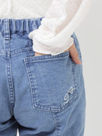 merry jenny｜ribbon slim flare denim pants