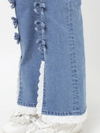 merry jenny｜ribbon slim flare denim pants