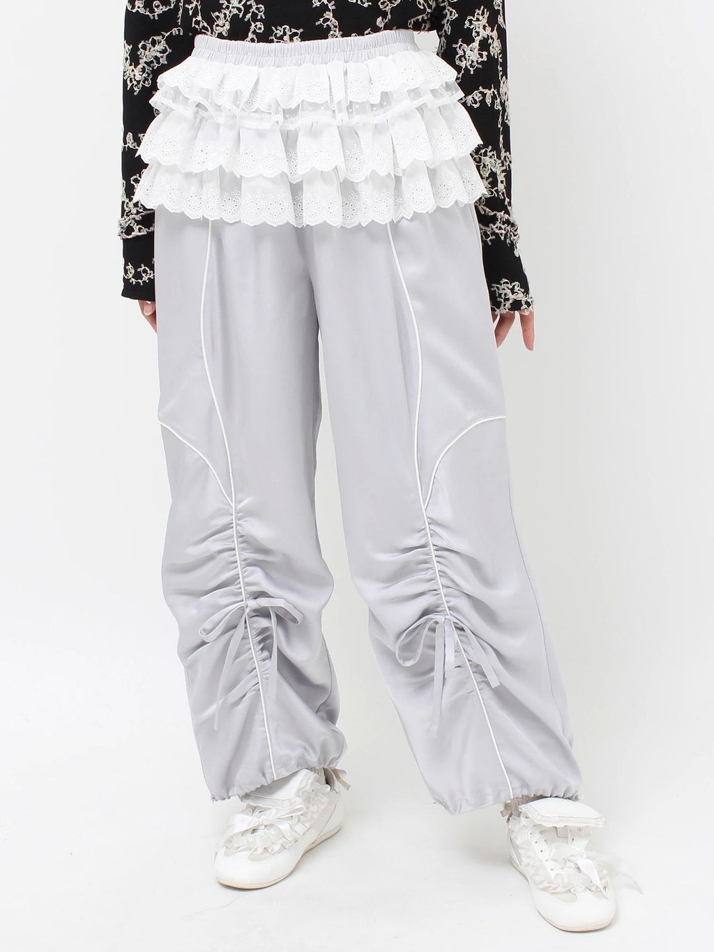 merry jenny｜Satin Frill Wide Pants