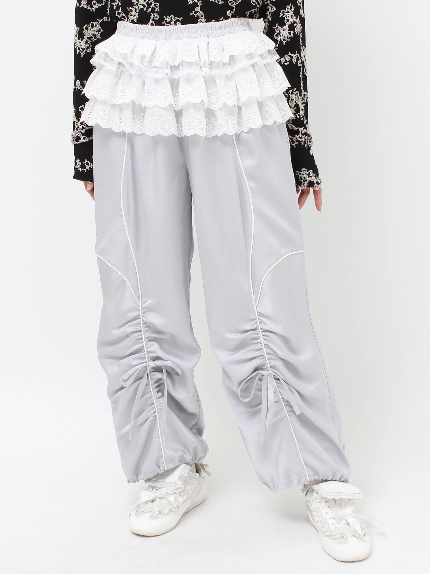 merry jenny｜Satin Frill Wide Pants