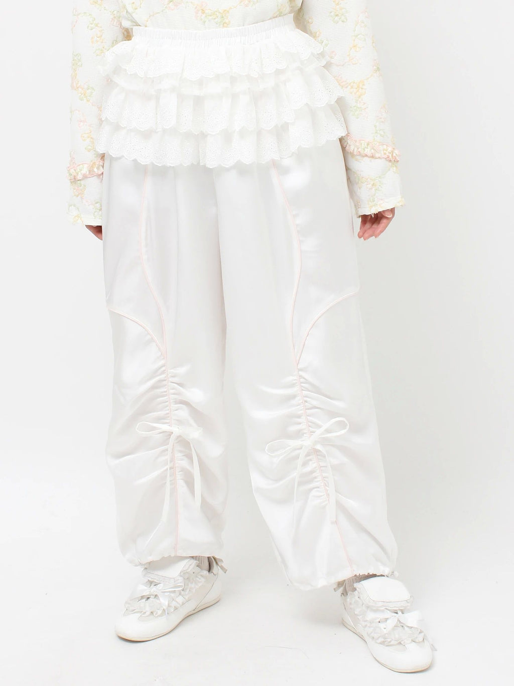 merry jenny｜Satin Frill Wide Pants