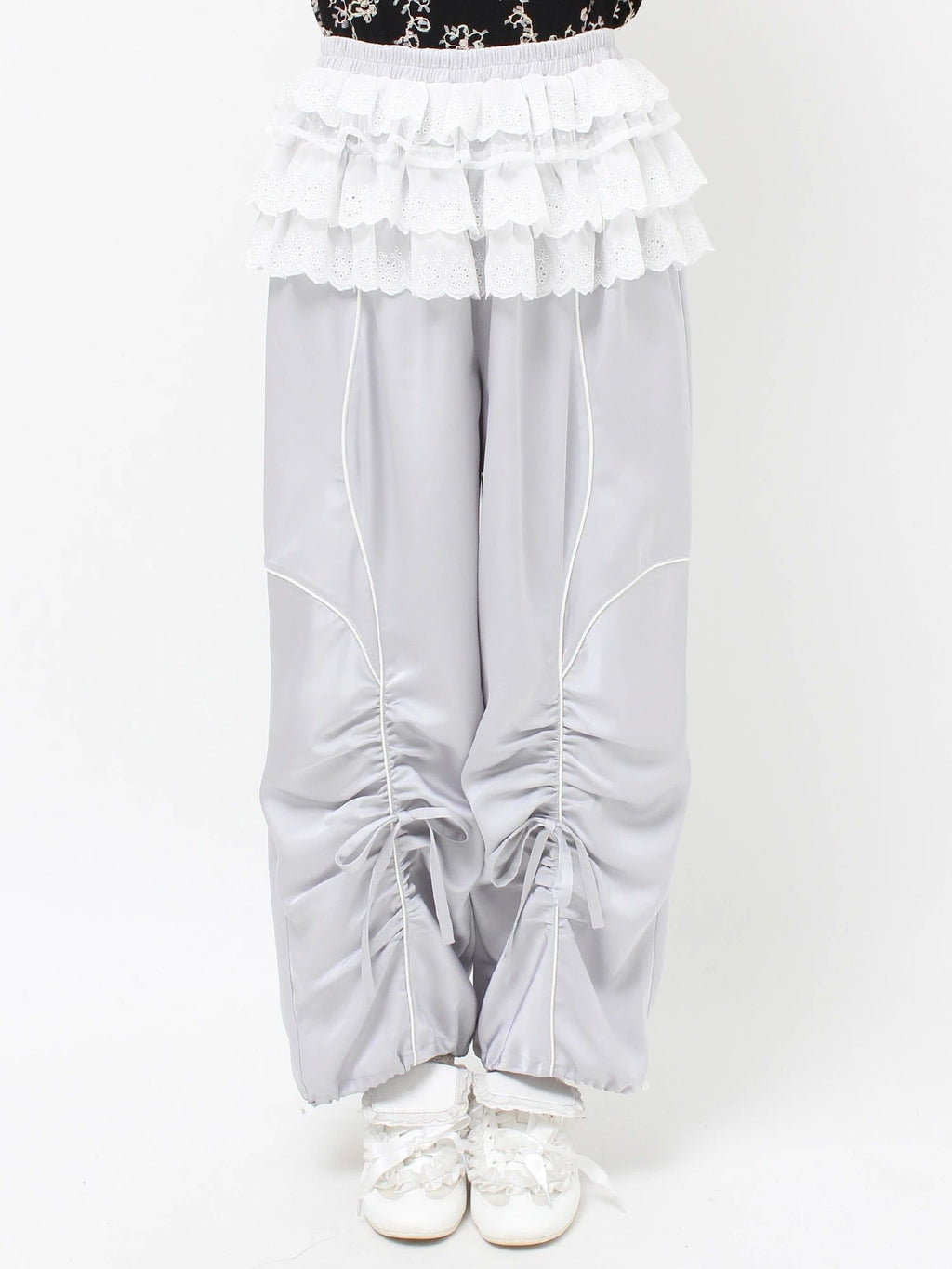 merry jenny｜Satin Frill Wide Pants