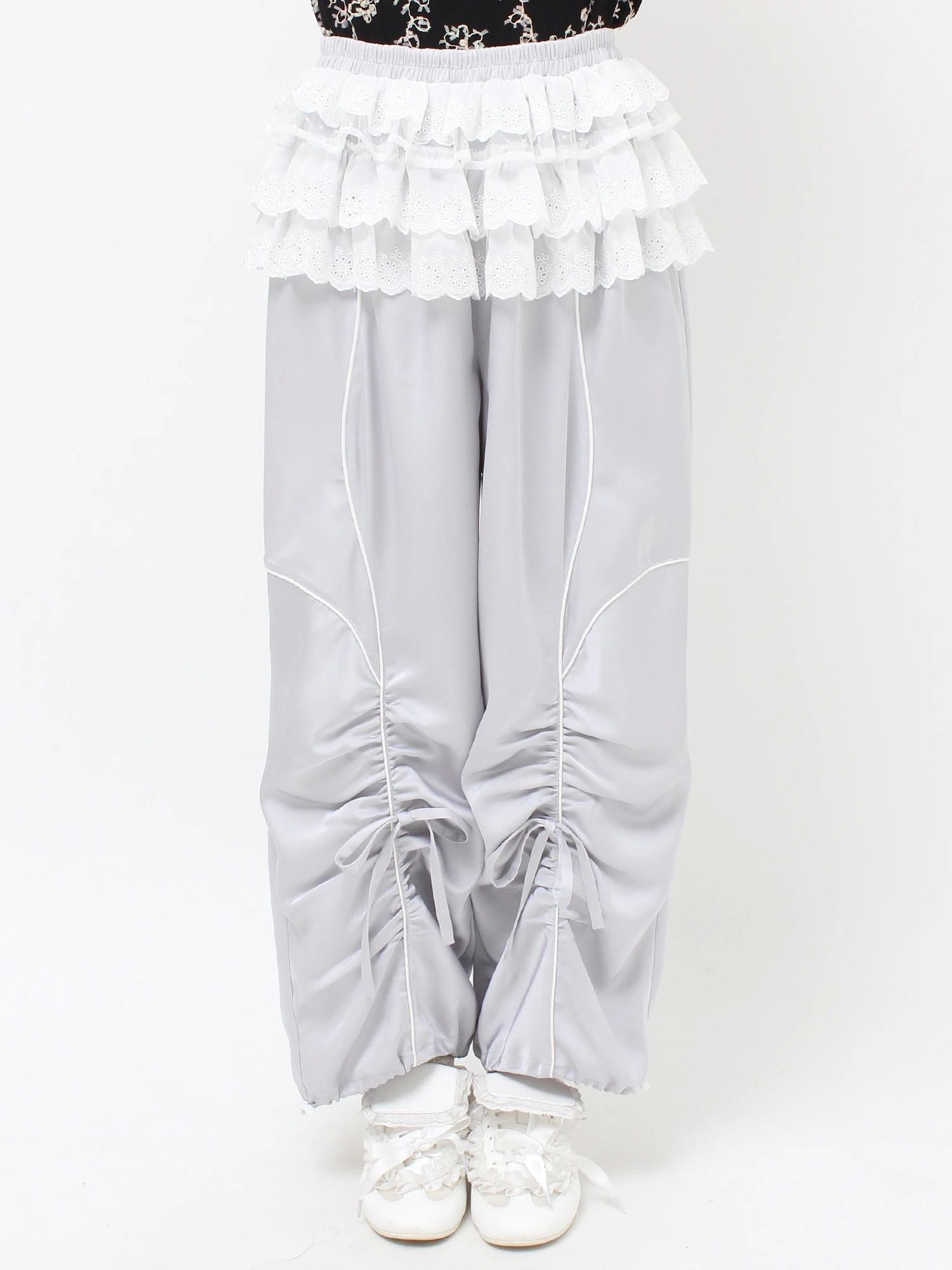 merry jenny｜Satin Frill Wide Pants