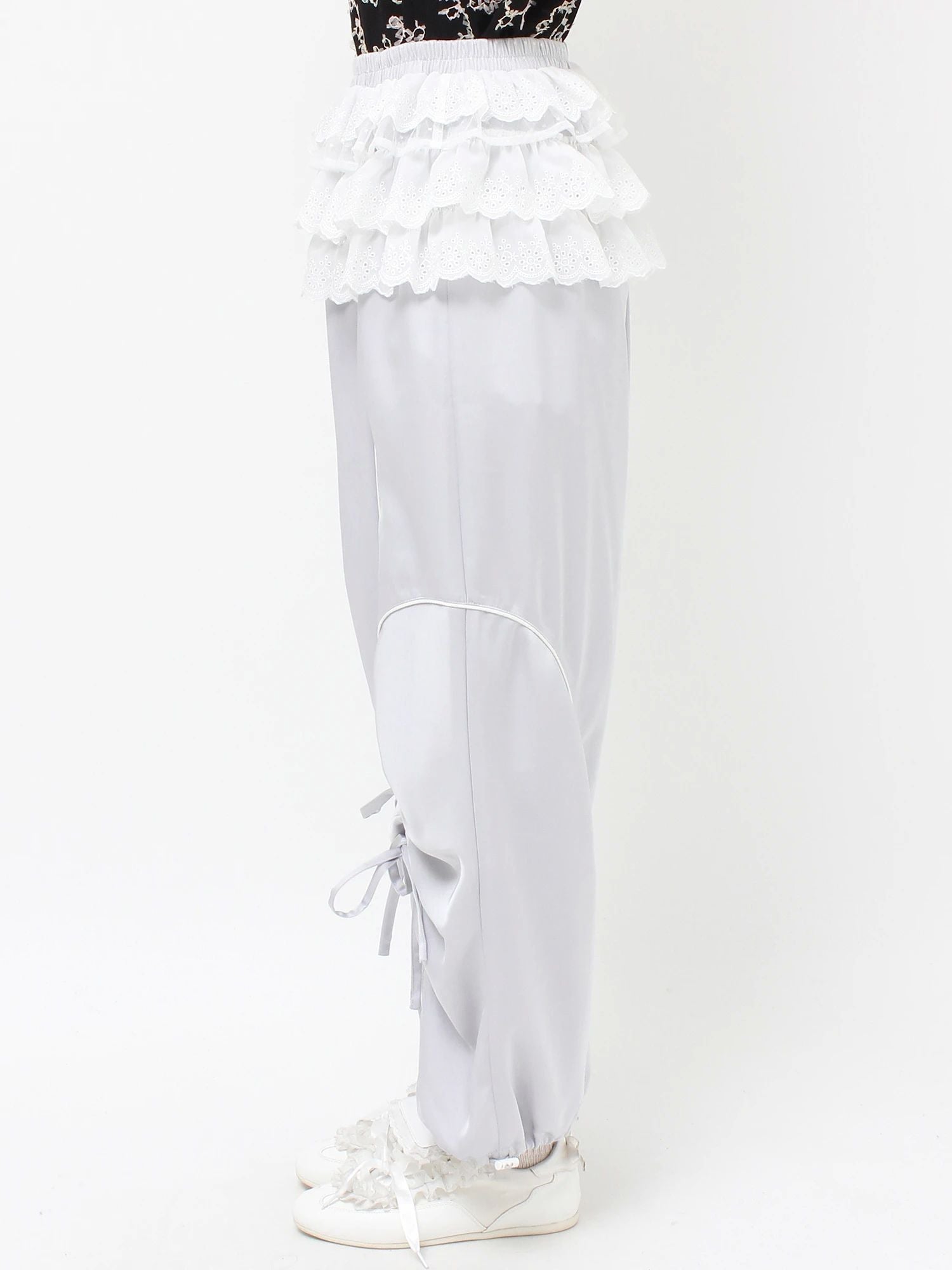 merry jenny｜Satin Frill Wide Pants