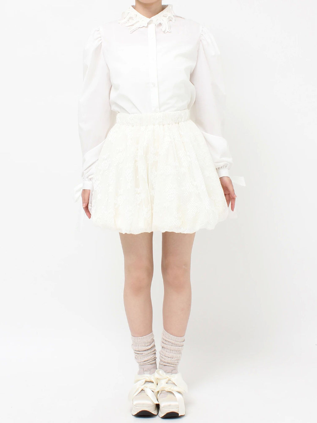 merry jenny｜Lace Balloon Mini Skirt